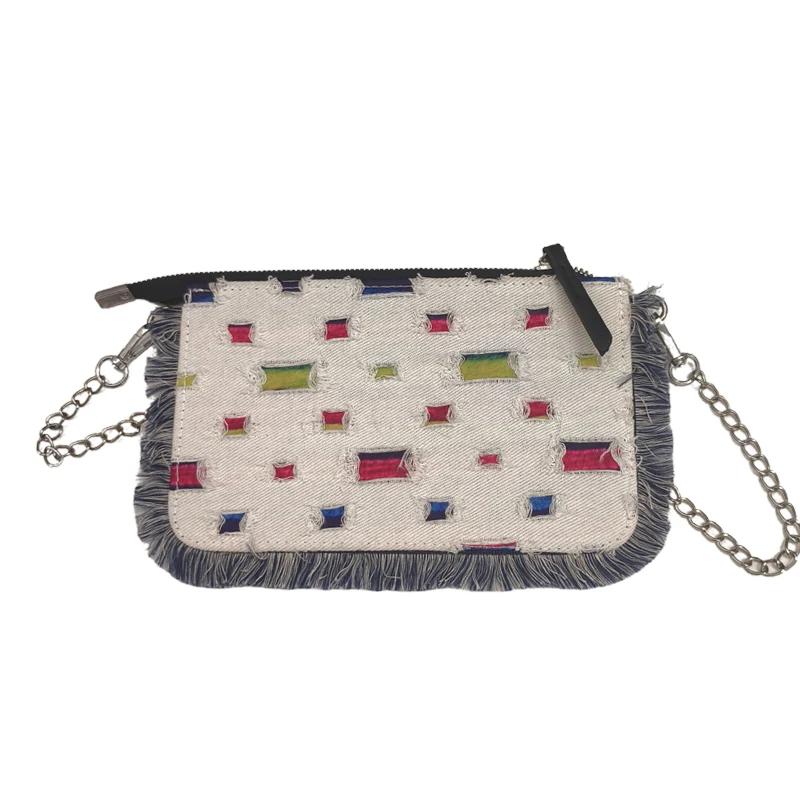 Women's Shoulder Bags New Fashion Crossbody Bags Mini Pattern Denim High Quality Trendy Chain Color Matching Handbags for Women