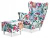 ARI PRINT Wing Chair with Footrest Scandinavian Family Furniture Leaves