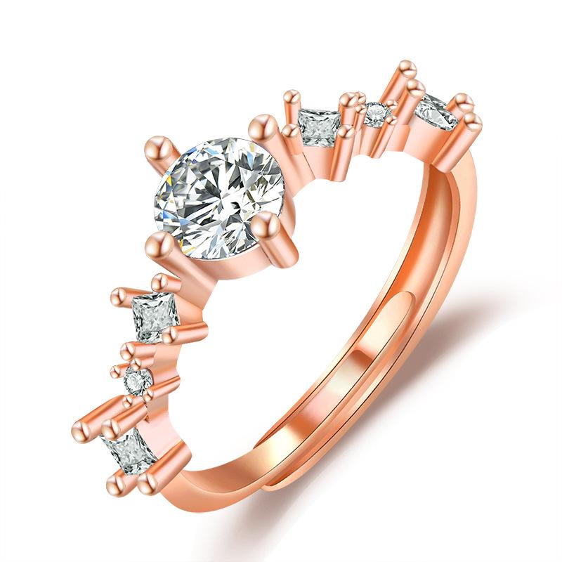 Lindon Classic Copper Alloy Zircon Ring Ladies Jewelry Wedding Promise Party Gift