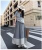 Damen Hohe Taille Japanischer Retro Streifen A-Linien Schirmrock – Schlankmachend und Elegant für Frühling/Sommer