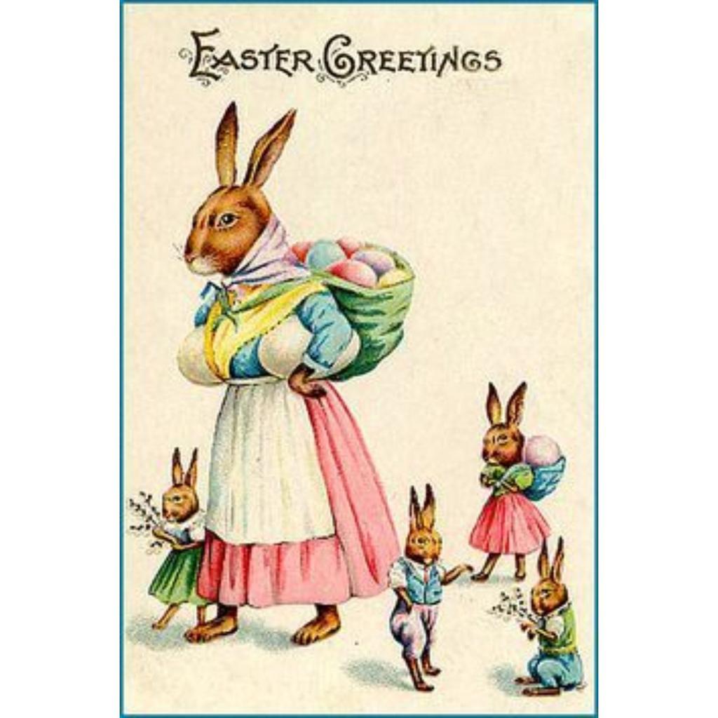 Retro Metal Wall Sign, Easter Bunny with Eggs, Vintage Tin Plate Home Decor