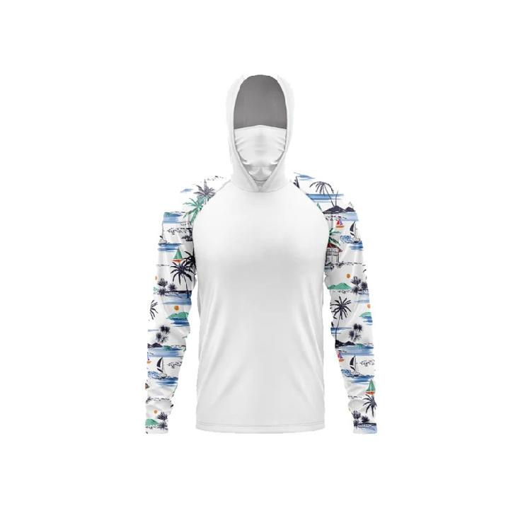 Fishing Hoodie Shirts with Mask UV Protection Fishing Clothing Men's Long Sleeve Hiking Sportswear T-shirts