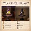 Witch Hat Lamp, Stained Glass Handcrafted Retro Resin Witch Lamp for Halloween Desk Decor, Gothic Wizard Hats Night Light