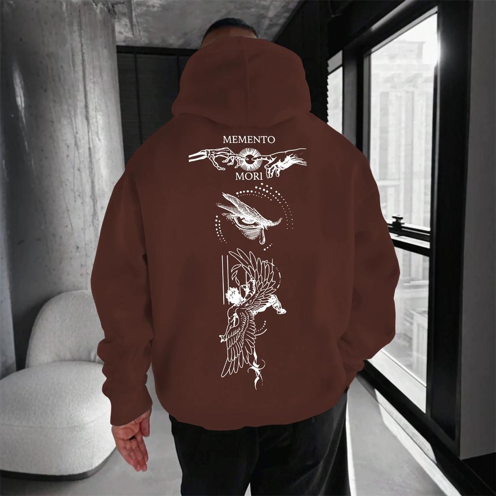 Dark Sketch Portrait Printed Hooded Sweater MEMENTO MORI Latin High Street Shoulder Men and Women