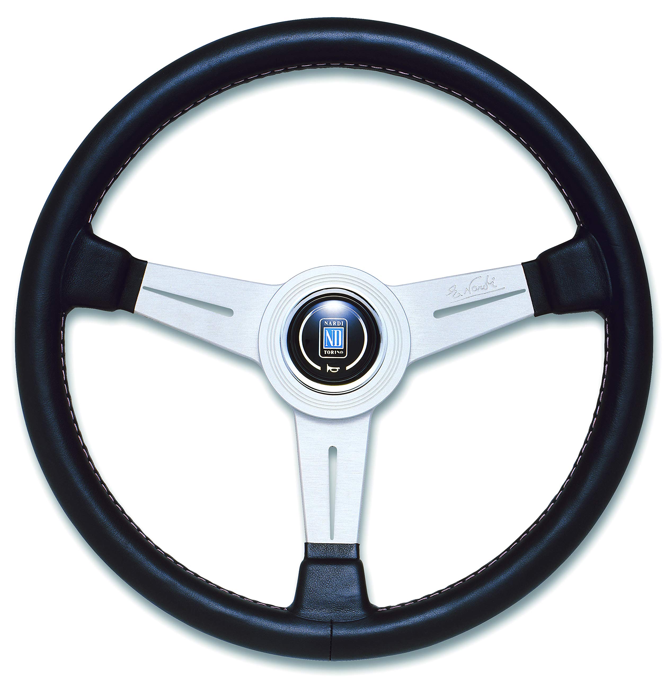 

NARDI CLASSIC Black Leather Silver Spoke 380mm Steering Wheel N151 & чорний
