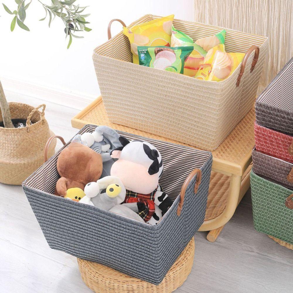with Handle Clothes Organizer Box Straw Storage Basket High Quality Snack Container  Bathroom