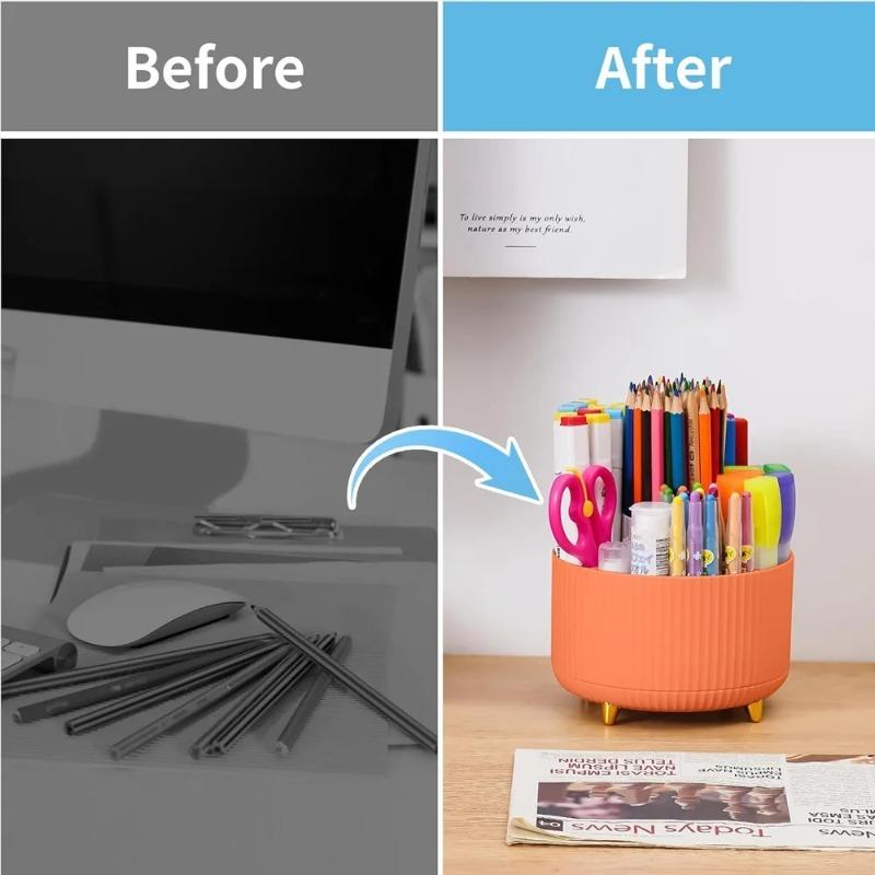 Multi-functional Large-capacity Desktop Rotating Pencil Storage Box Shelf Desktop Pencil Case Pencil Holder Student Supplies