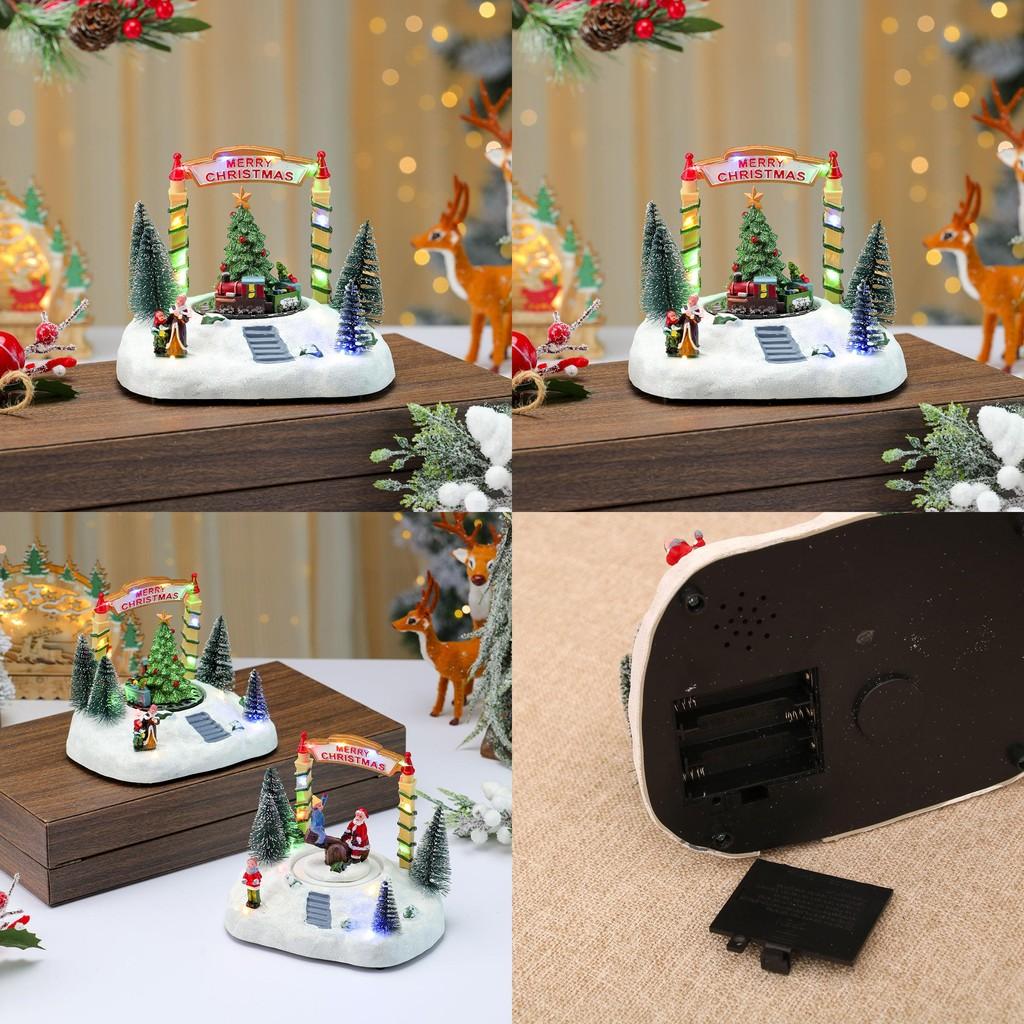 Resin Snow Scene Rotating Seesaw Music Box With Lightup Feature For Christmas Tree Decor And Collectors