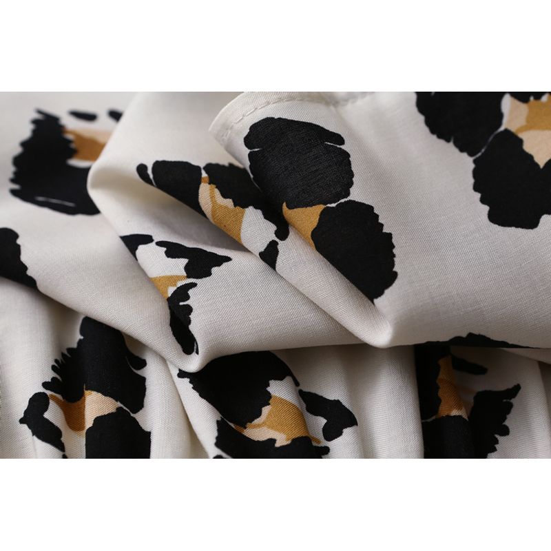 Recommend ~ Foreign Trade Original Order Noil Poplin Dress Sweet Printed Elegant V Neck Waist-Tight Artificial Cotton Dress Tea Dress