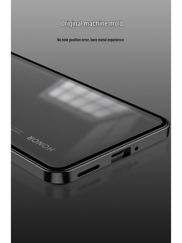 Honor 400pro Metal Frame Phone Case: Snap-Button, Frosted Back, Protective Mirror.