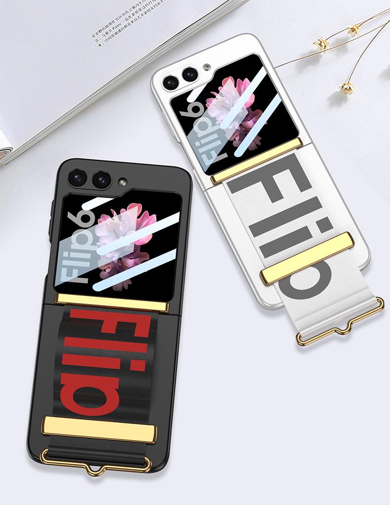 Ultra-thin Samsung Flip6 Case with Integrated Wrist Strap & Protective Folding Cover