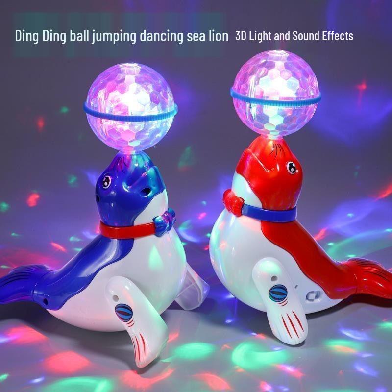 Children s Musical Dancing Sea Lion Rotating Toy Ball - LED Glow Stunt Toy for Kids