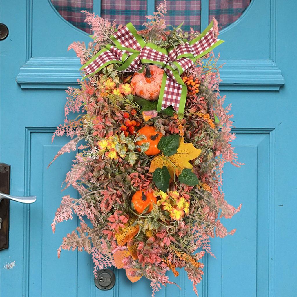 Fall Wreaths For Front Door, Artificial Leaf Pumpkin Berry Wreath For Wreath Indoor Outdoor Decorations