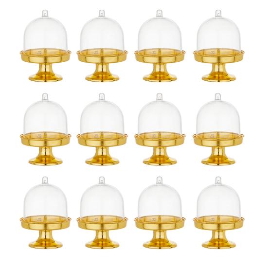 Mini-Kuchenständer aus Kunststoff mit Kuppelhaube Klar Dessert Cupcake Ausstellungsständer Schokoladen-Süßigkeiten-Platte für Geburtstag Feiertag Babyparty Teeparty Zubehör