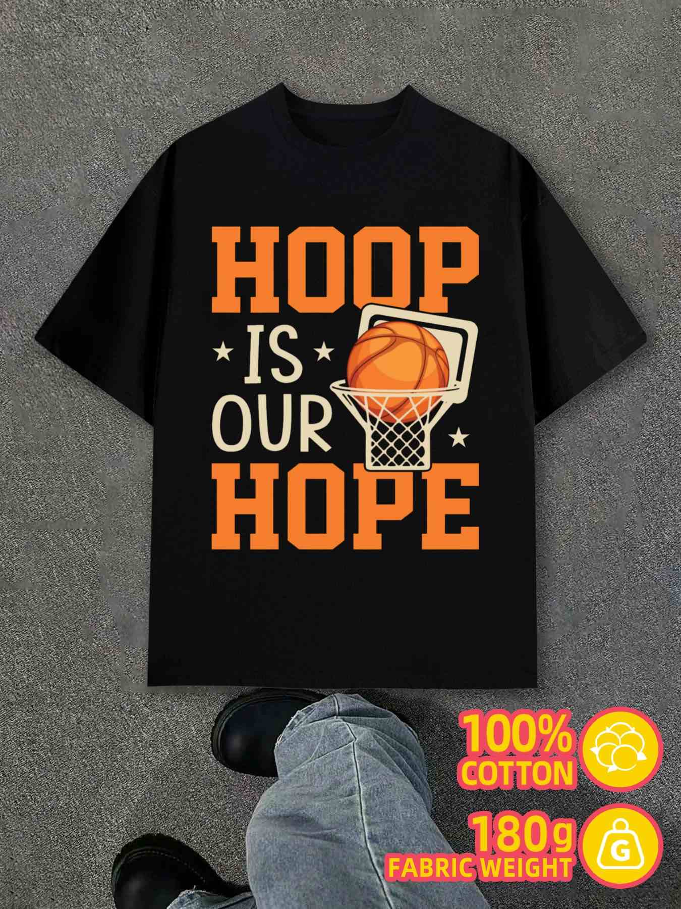 T-Shirt Y2K Basketball Hope Black Regular Fit 4XL