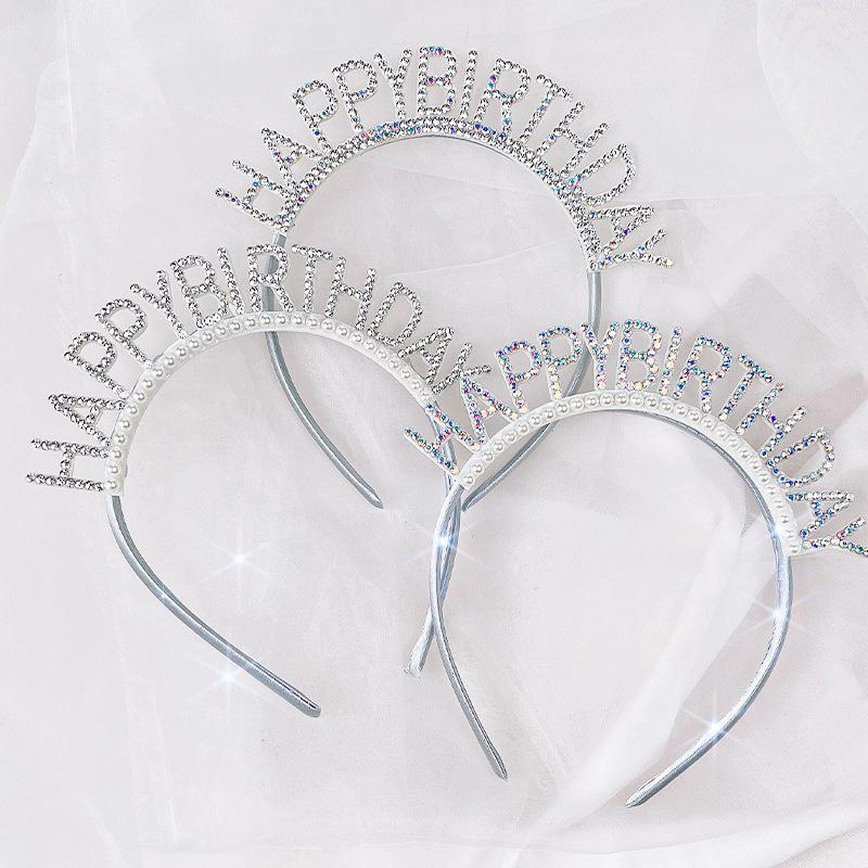 Sweet Birthday Girl Headband Metal Alloy  Birthday Party Tiara Hair Hoop Princess Crown Women Headwear