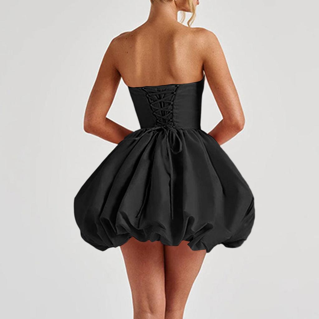 Women's Fashionable And Sexy Strapless Evening Dress With Slits And Bow.