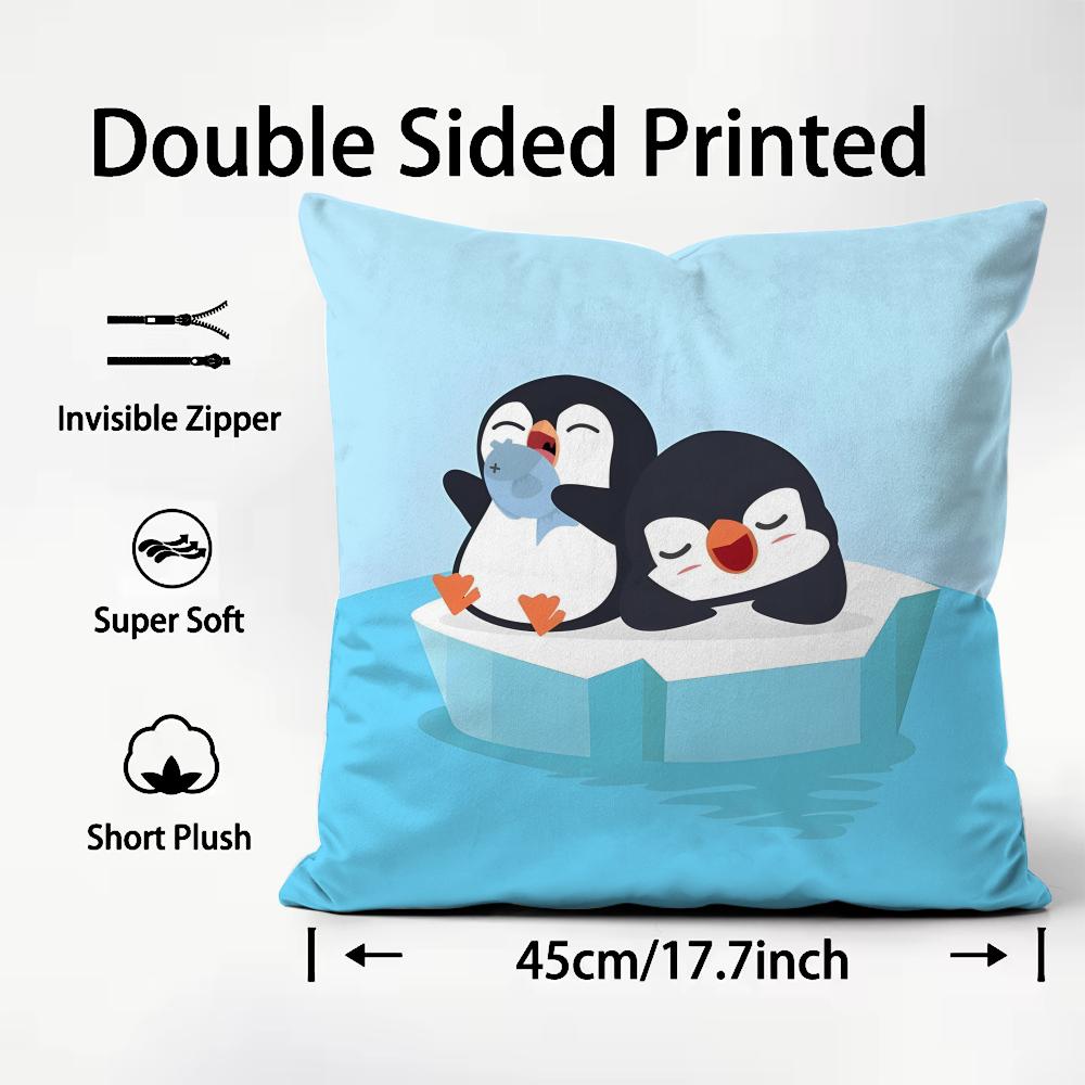 

Penguin Cute Cushion Cover Plush Fabric Soft DoubleSided Printed Sofa Warm Winter Home Child Gift Pillow Case 30x30cm