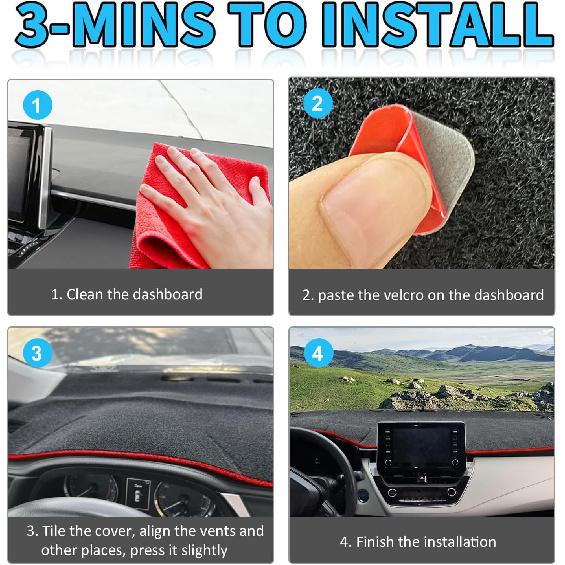 For Toyota Corolla Accessories -   2024 2025 Dash Cover, Dashboard Cover Mat For Corolla -2025 Non-Slip Sunshield Protector Dash Cover Mat, Red Edge