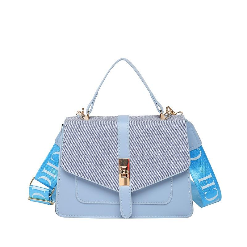 Sommer beliebt breiter Schultergurt lässig hochwertig Textur kleine quadratische Tasche Modetrend tragbare Schulter Umhängetasche Frauen