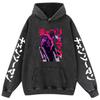Sweat à capuche unisexe en coton lavé et usé Chainsaw Man