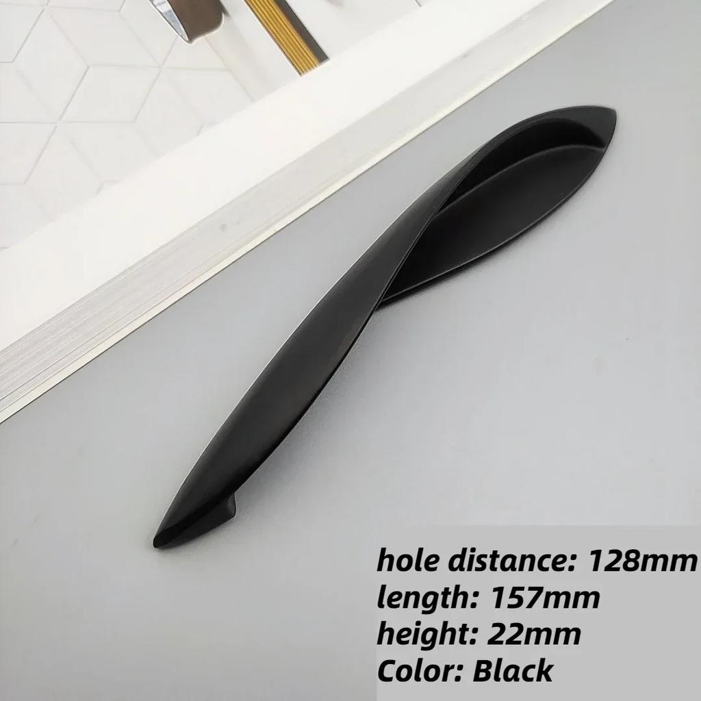 Handels for Kitchen Furniture Door Handles Knobs for Cabinets and Drawers Metal Zinc Alloy Black Interior Home Drawer Pulls