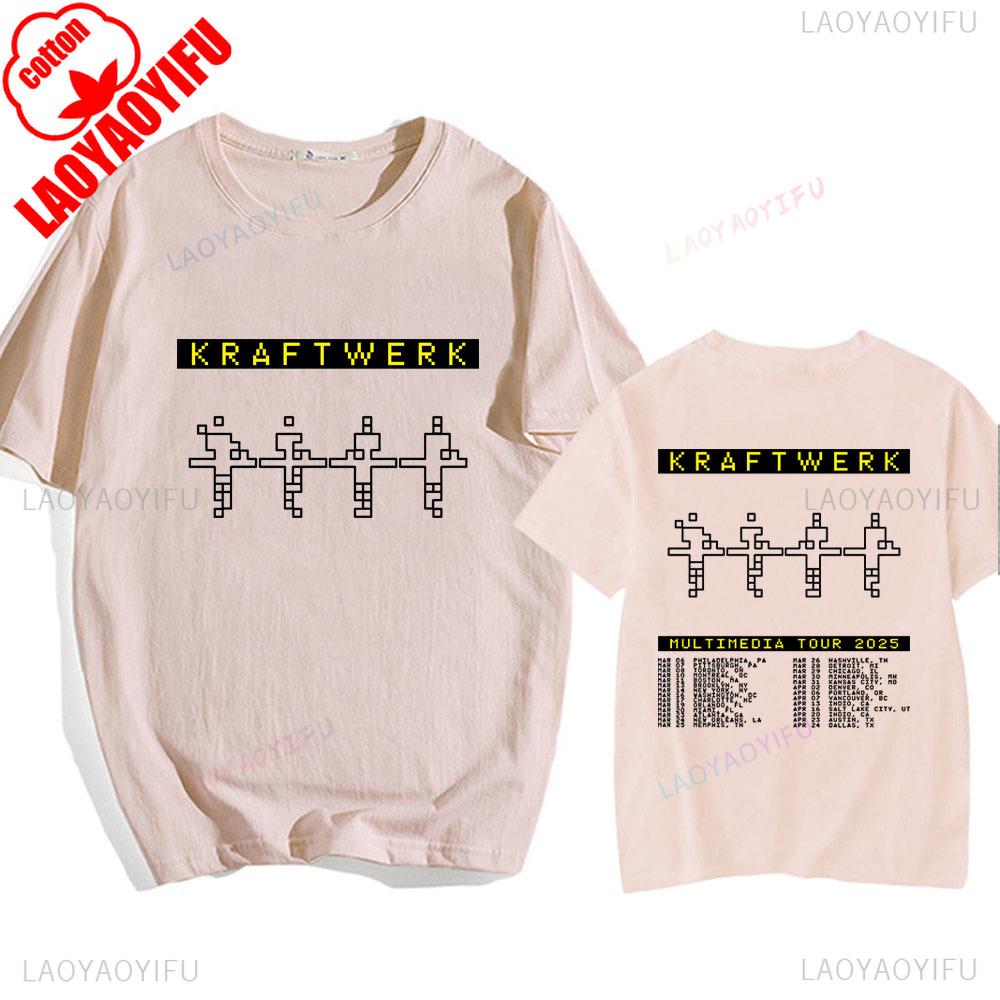 Electronic Band KRAFTWERK Tshirts Cotton Short Sleeve Unisex Tshirt Summer Round Neck Hip Hop Tops Streetwear Unisex Cotton Shirt