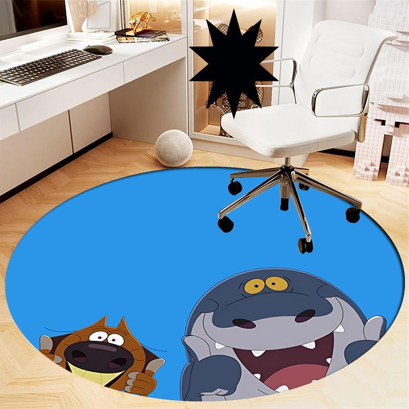 Tappeto Rotondo Stampato Zig & Sharko Tappeto per Sedia Tappeto per Area Tappetini per Ingresso, per Sedia da Ufficio Soggiorno Camera da Letto Cucina.