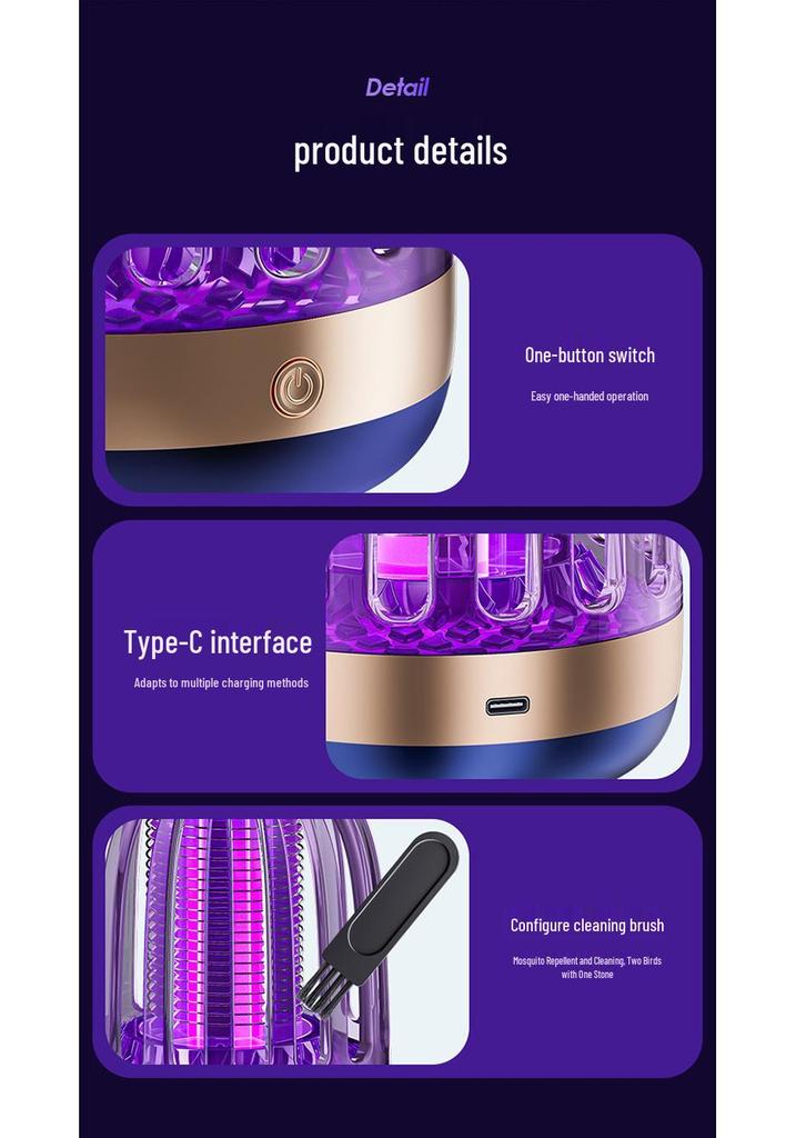 USB Rechargeable Crystal Mosquito Killer Lamp for Indoor & Outdoor Use