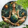Metall Wandkunst Gaia Göttin Mutter Erde Rund Flacher Druck Heim Bar Café Dekor