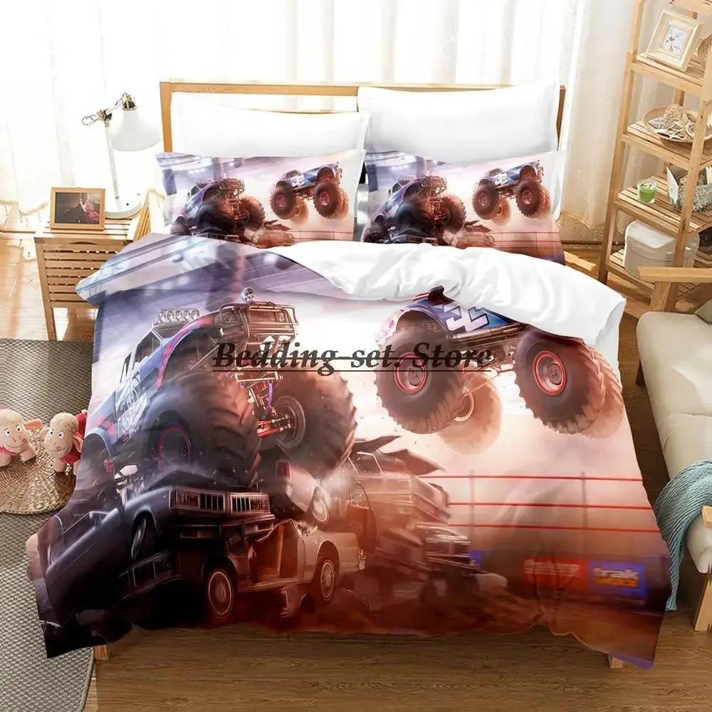 

New Monster Jam Bedding Set Single Twin Full Queen King Size Bed Set Aldult Kid Bedroom Duvetcover Sets 3D Anime Bed Sheet Set 70x133cm 2pcs