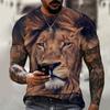 2021 Summer Men Tee 3D Printing Hot Cartoon Animal Lion Pattern T-shirt Casual Street Trend Short-Sleeved Loose Oversized Top