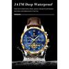 POEDAGAR Luxus-Armbanduhr für Herren Sport Leder Quarz-Uhr Wasserdicht Leuchtend Chronograph Uhren Männliche Uhr Reloj+Box