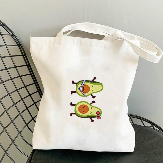 Avocado Bags 2021 Tote for Women Canvas Summer Shopper Bag Women's Handbag Designer Handbags Fabric Printed Shoping Anime Woman