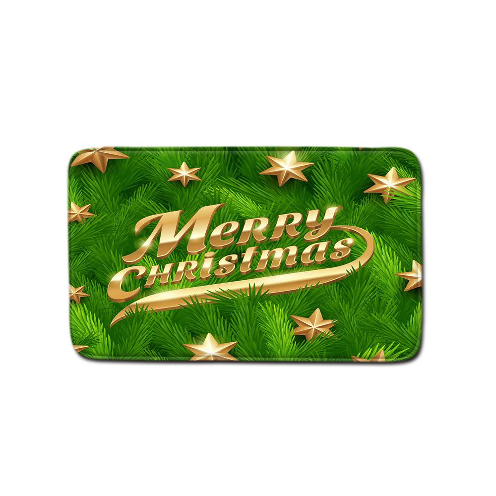 Christmas Bathroom Non-Slip Doormat Bathroom Waterproof Shower Curtain Toilet Floor Mat Four-Piece Shower Room Absorbent Carpet