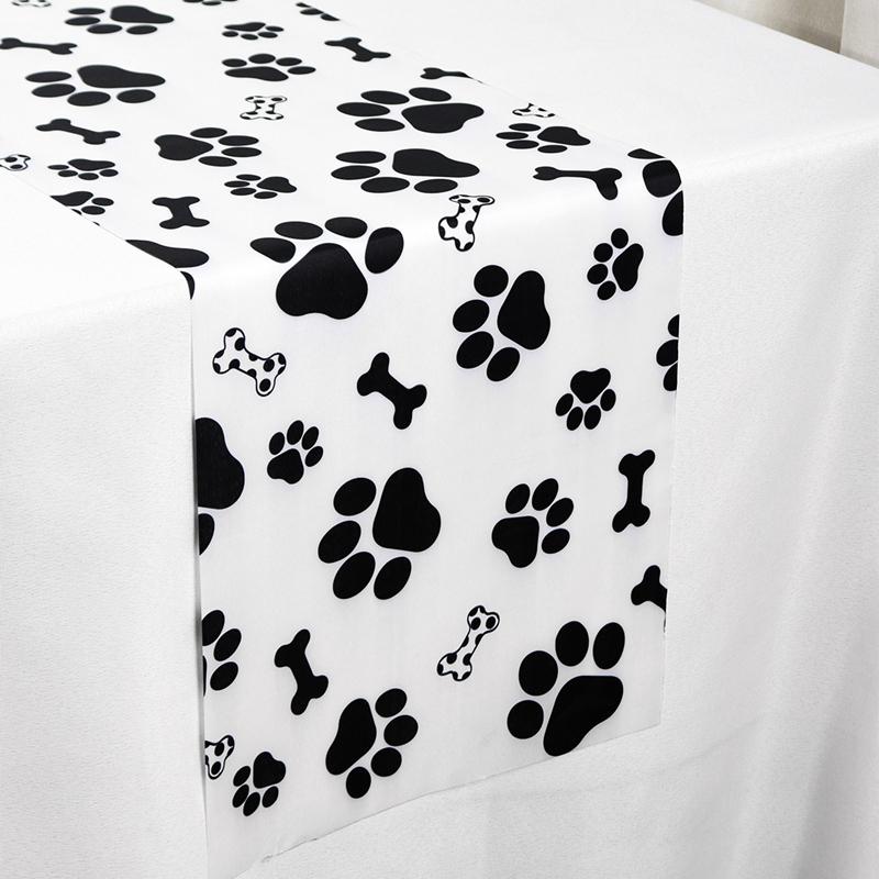Pet Dog Paw Table Runner Puppy Themed Birthday Party Decorations Table Cover for Pet Paw Birthday Party Supplies Tablecloth