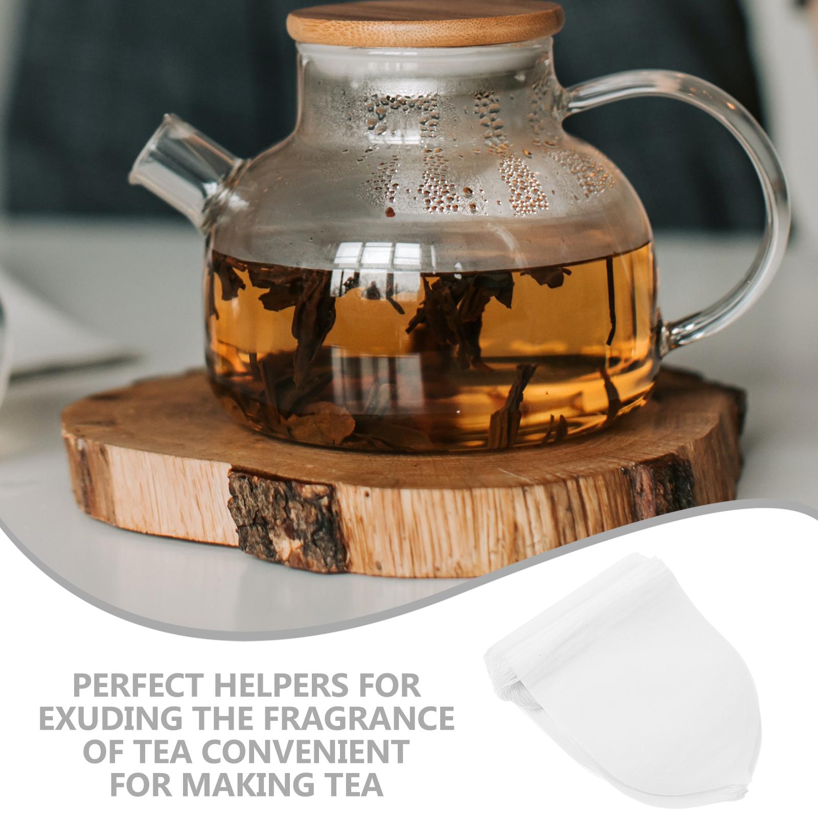 100Pcs Disposable Loose Tea Filter Bags Food Grade Drawstring Tea Infuser Bags for Coffee Herbal Powder Leaf Strainer 8X6X0.01CM
