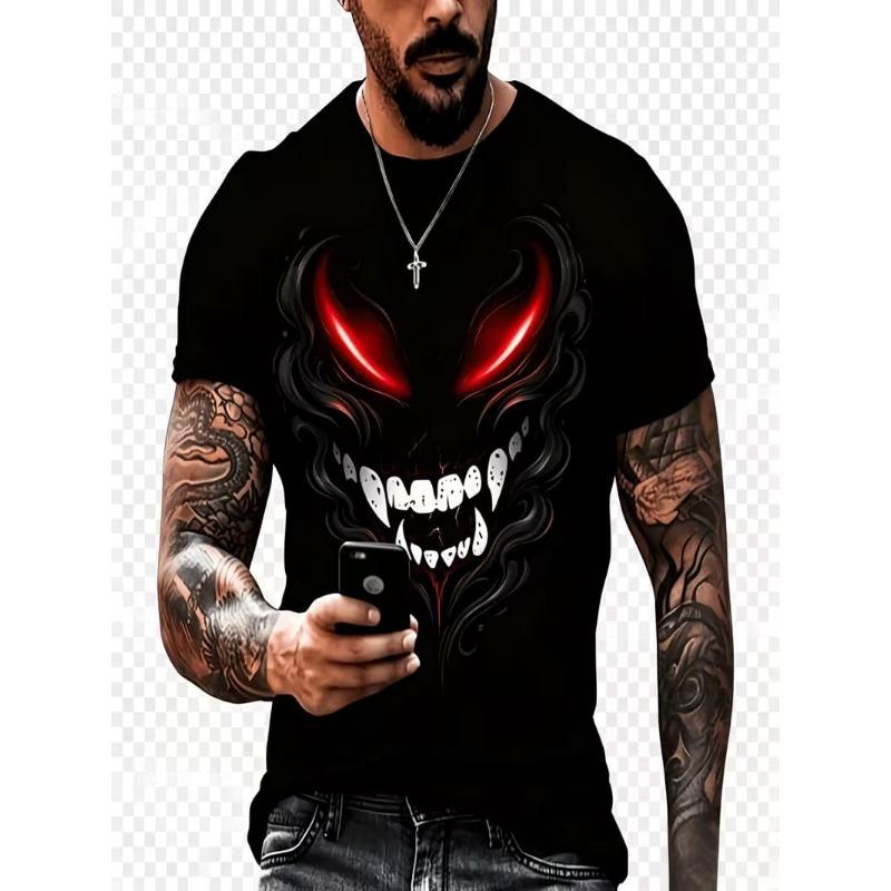 Moda Uomo T-shirt da Uomo Stampata 3D Girocollo Manica Corta Trendy Streetwear