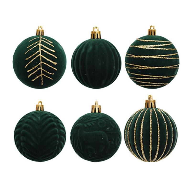 12 pezzi di decorazioni per l'albero di Natale in velluto, palline colorate dipinte, decorazioni festive per la casa e il matrimonio