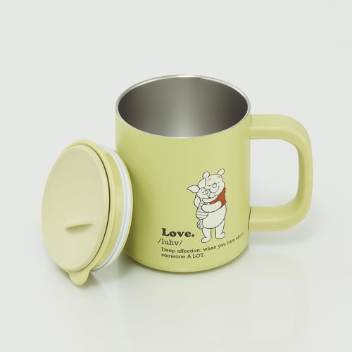 Skater Stainless Steel Mug with Lid, Vacuum Insulated, Double-Layered Wall, Disney Winnie the Pooh Design, Muted Colors, 330ml, STMG4N-A