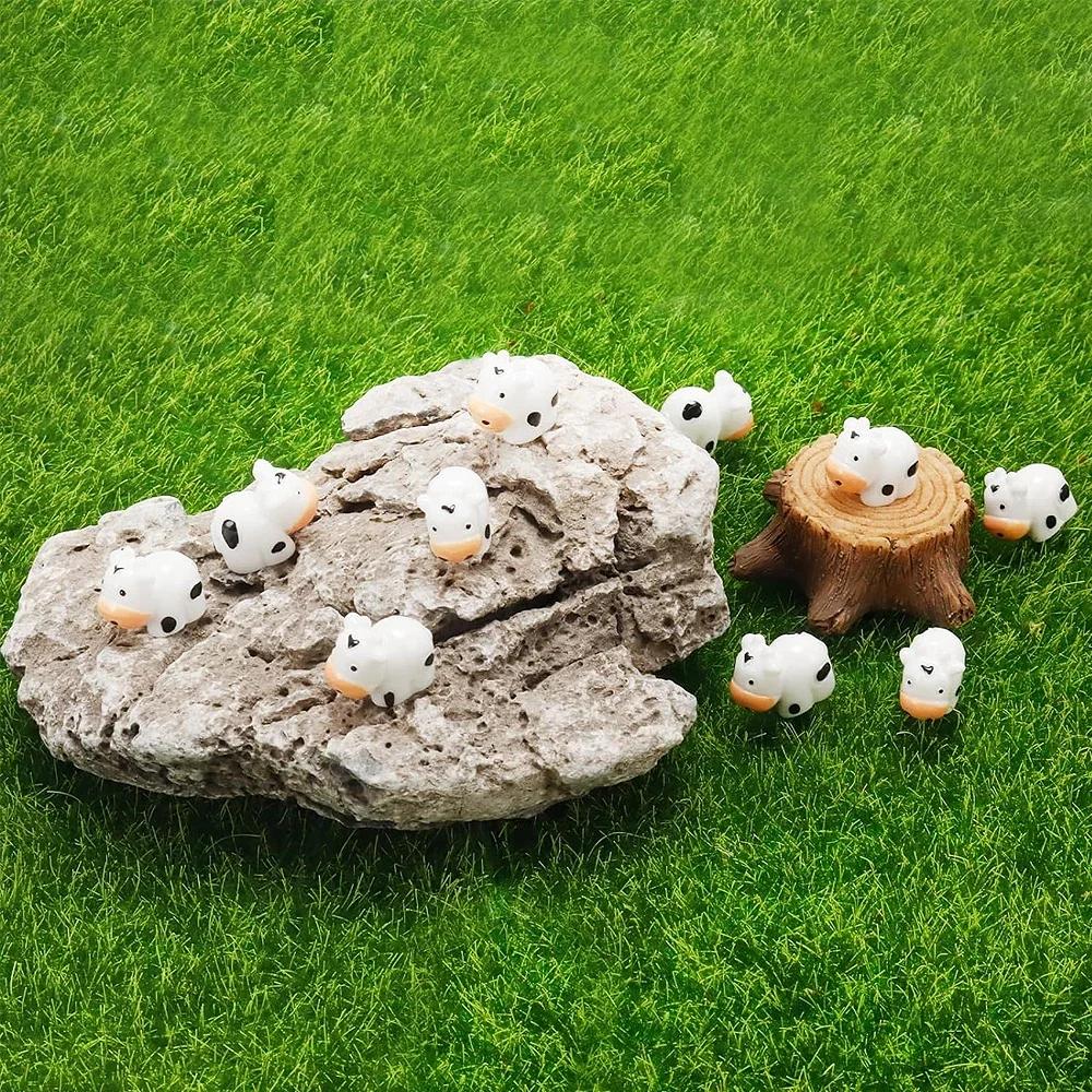 10/20 יחידות פסלוני פרה מיניאטוריים פסלוני פרה משרף מיניאטוריים חיות מיניאטוריות גן פיות נוף טחב מיניאטורי יצירות ידניות DIY