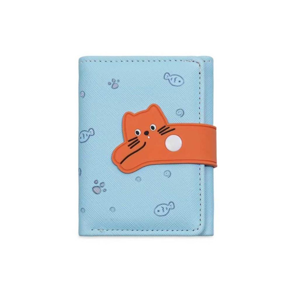 Portable Cartoon Cat ID Card Holder Anti-demagnetization Tri-fold Short Wallet Women Wallets