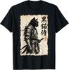 Funny Samurai Cat Warrior Anime Japanese Art Kawaii Graphic Tees T Shirts