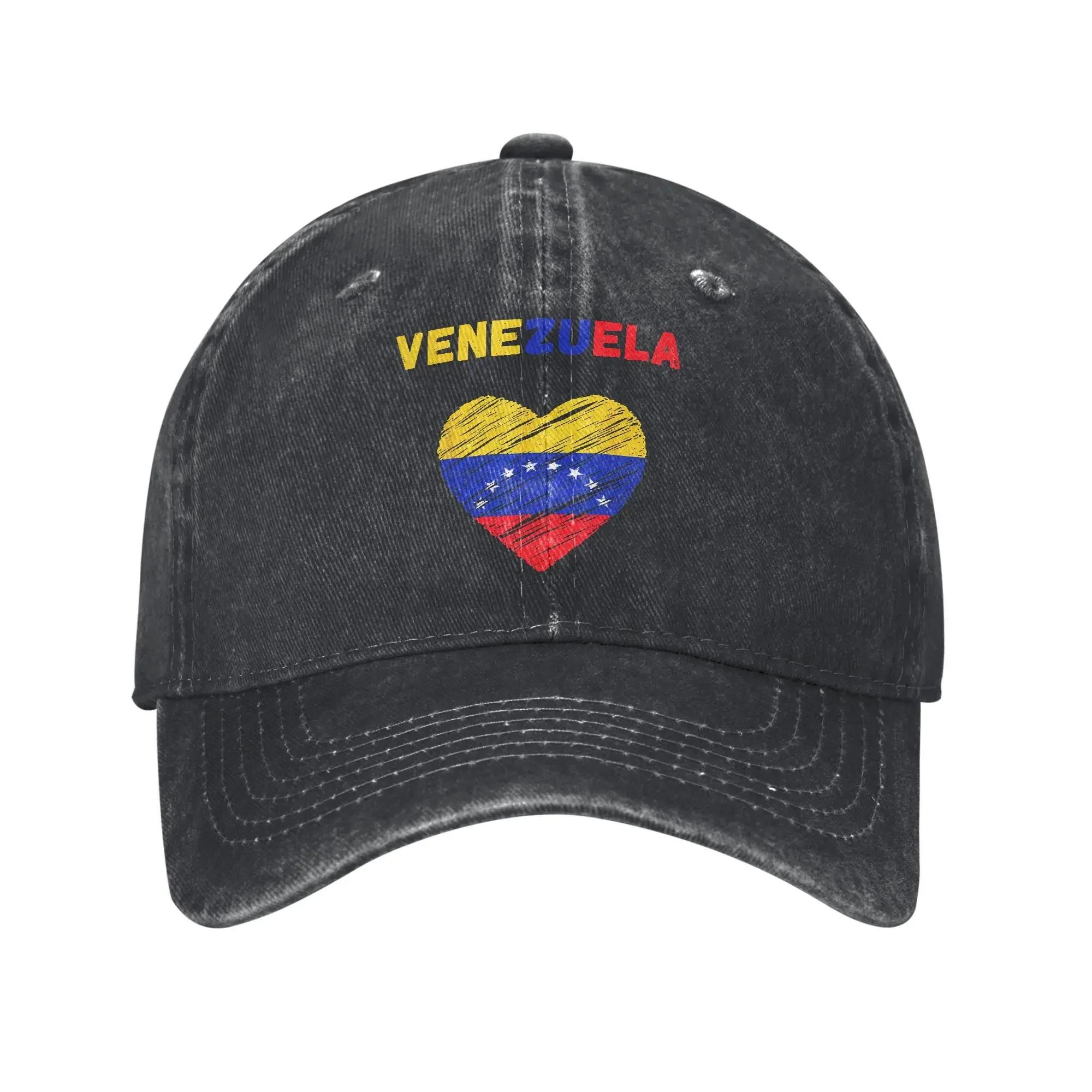 Venezuela Flag Holiday Washed Baseball Cap Venezuela Heart Venezuelan Flag Sun Trucker Hat Summer Women Unisex Sports Snapback Cap One Size