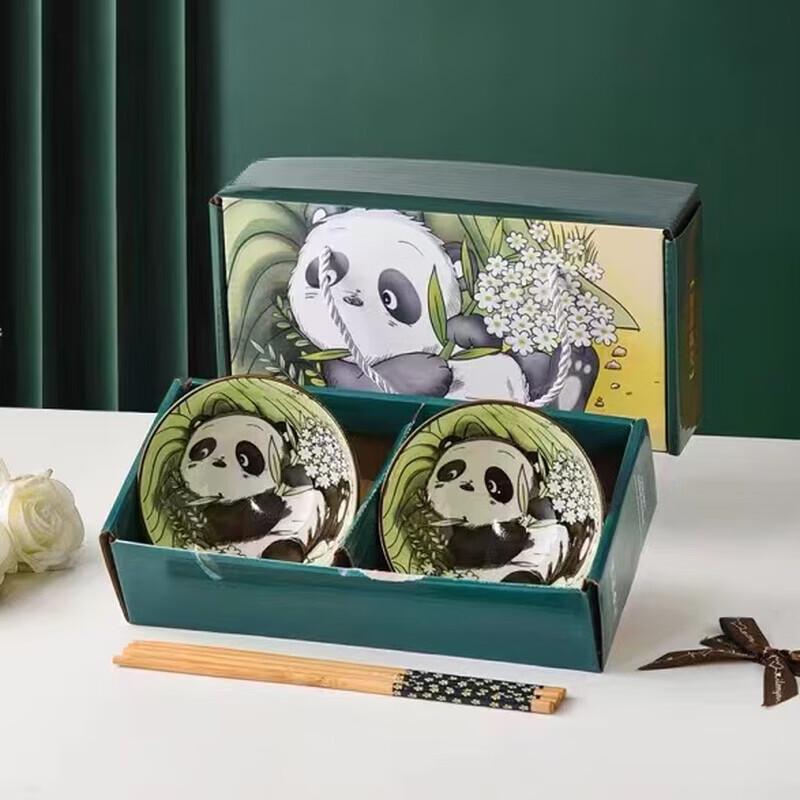 Panda Theme Ceramic Bowl and Chopsticks Set