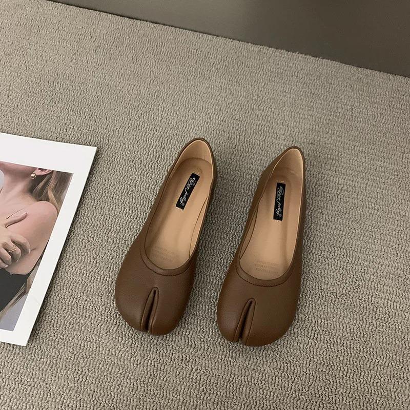 Bailamos Women Flats Summer Fashion Split Toe Ballet Shoes Slip On Ballerinas Korean Style Soft Slip On Loafers