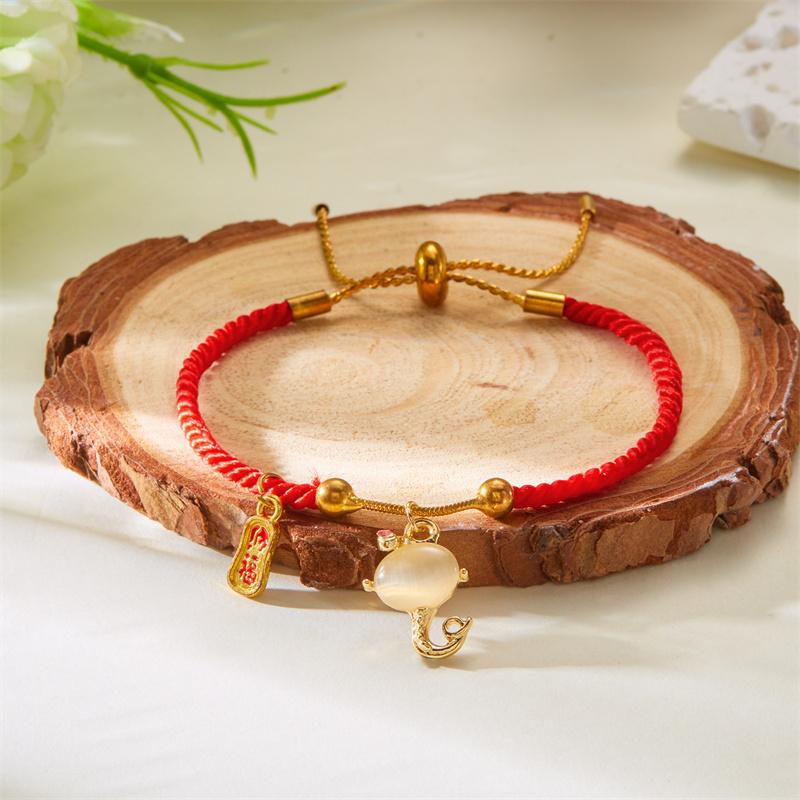 Chinese Style 2025 Snake Year Beads Bracelet For Women And Men Lucky Red Handwoven Rope Bracelet New Year Party Jewelry Gifts