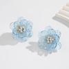 Fresh Fantasy Scallop Flower Earrings with Inlaid Pearls