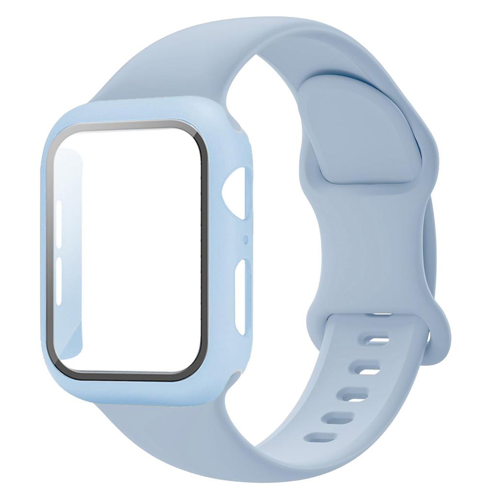 PC Case+Straps For Apple Watch band 44mm 45mm 40mm 46mm 41mm 42mm 49mm Sport Silicone Bracelet iWatch series 10 8 7 se 9 ultra 2