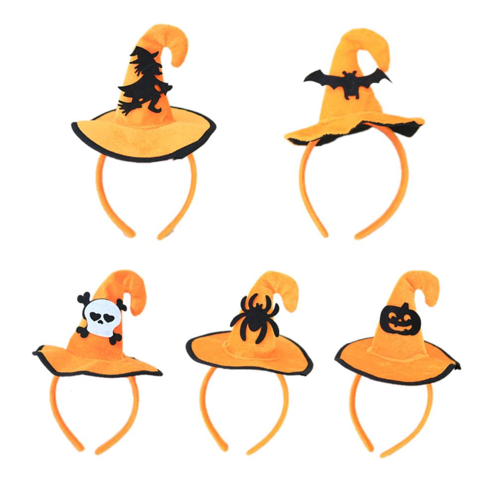 Kids Halloween Headband Decoration Cute Pumpkin Hat Shaped Hair Band Party Headwear Accessories